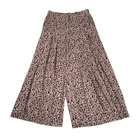 Anthropologie Isobel Cheetah Animal Print Pleated Wide Leg Crop Pants Small W10 - Picture 4 of 8